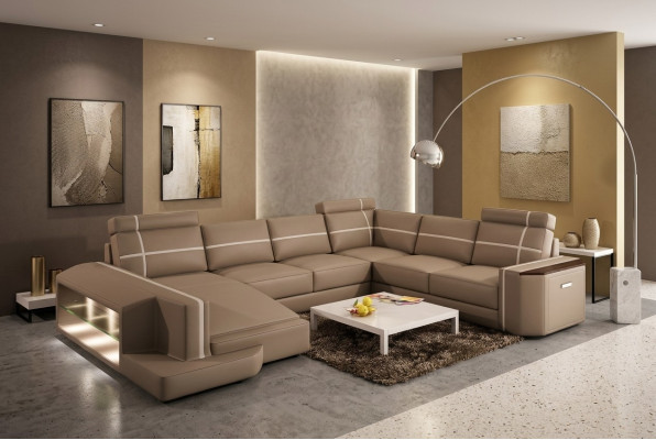 Utilizzate il nostro sofà in pelle a forma di U Modern in stile designer esclusivo.