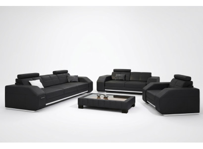 Divano in pelle con USB, divano set 3+2+1 in pelle, divano imbottito, seduta in pelle, set di design.