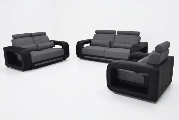 Divano con porta USB, divanetto imbottito, design, sedile completo in pelle e tessuto nuovo.