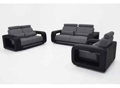 Divano con porta USB, divanetto imbottito, design, sedile completo in pelle e tessuto nuovo.