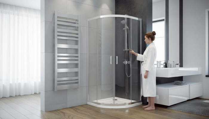 Esclusivo box doccia angolare in vetro per doccia a quarto di cerchio