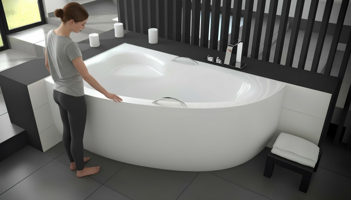 Vasca da bagno XXL Vasca angolare 150 * 100 cm Vasca in acrilico Vasca da bagno