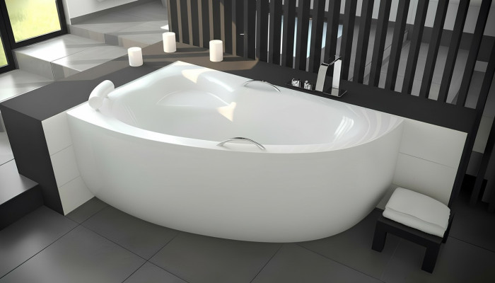 Vasca da bagno XXL Vasca angolare 150 * 100 cm Vasca in acrilico Vasca da bagno