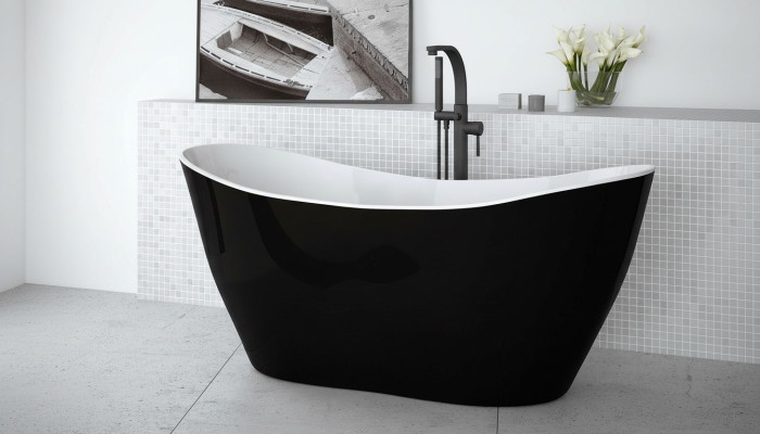 Vasca da bagno di design nera Vasca di lusso indipendente nera