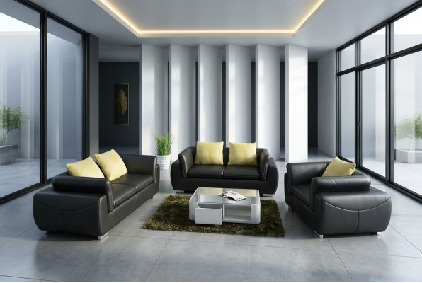 Divano in pelle con USB, divano componibile 3+2+1 posti, design moderno, divano Couch
