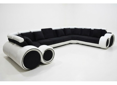 Angolo in pelle Moderno XXL Divano Componibile in pelle Divano a forma di U A1163 con USB