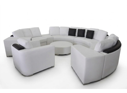 Soggiorno paesaggistico Divano d'angolo rotondo in pelle Set di divani rotondi Divano angolo USB