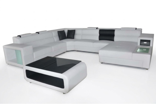 Design in pelle imbottita angolo divano in pelle con seduta in pelle USB imbottita angolo soggiorno paesaggistico stanza