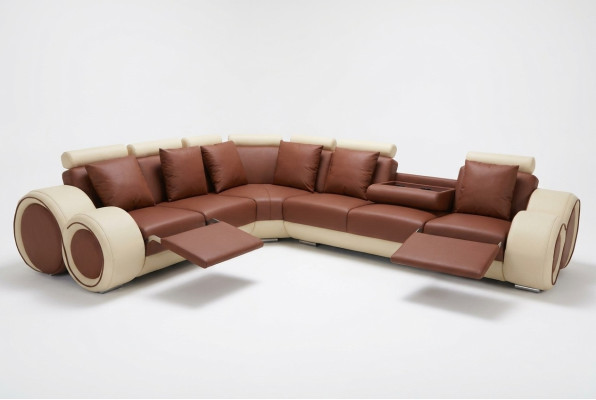 Design in pelle imbottita XXL Divano per soggiorno con USB Design angolare Corner divano Set Sofà Nuovo
