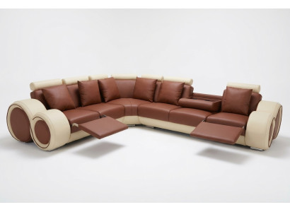 Design in pelle imbottita XXL Divano per soggiorno con USB Design angolare Corner divano Set Sofà Nuovo