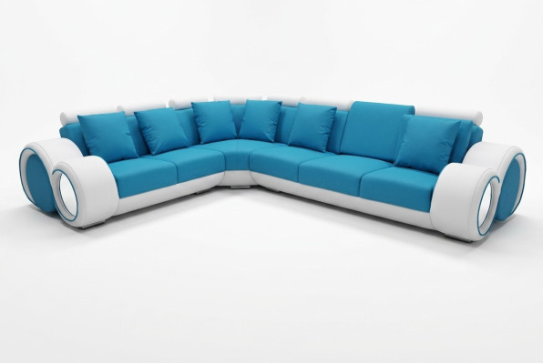 Design in pelle imbottita XXL Soggiorno Angolare Divano + USB Divano da design Sofà
