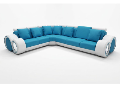 Design in pelle imbottita XXL Soggiorno Angolare Divano + USB Divano da design Sofà