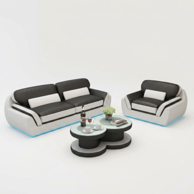 Divano in pelle con porta USB, divano 3+1 posti set design moderno nuovo divano G8038D