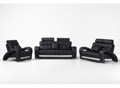 Divano in pelle con USB, divano 3+2+1 posti in stile moderno, modello B2023.