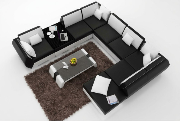 XXL Divano angolare in pelle design con seduta imbottita, divano ad angolo grande + USB