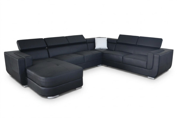 Designer divano angolare Living Landscape + USB divano in pelle nero nuovo