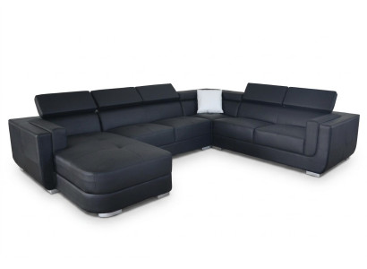Designer divano angolare Living Landscape + USB divano in pelle nero nuovo