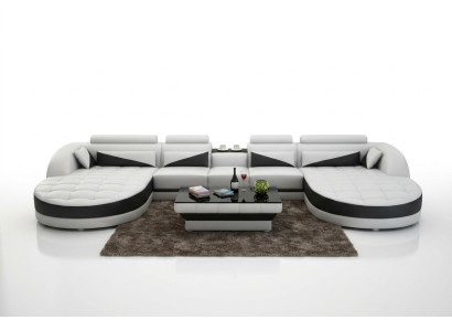 Design moderno divano ad angolo a forma di U per un soggiorno elegante.