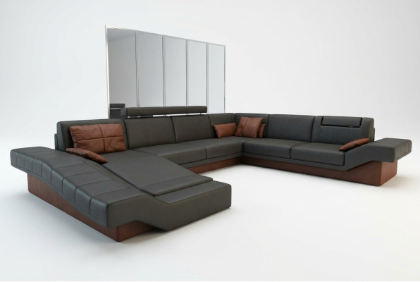 XXL Divano ad angolo design imbottito con USB Grande Nuovo Divano