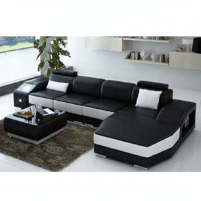 Soggiorno Paese rivestimento angolo divano ad angolo con USB set paesaggio in pelle Nuovo 2724B