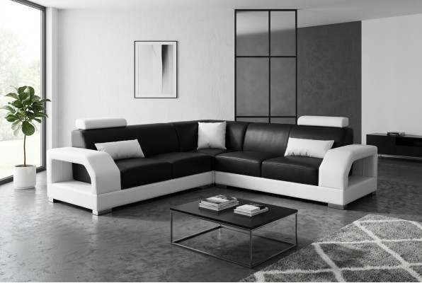 XXL divano ad angolo + USB, set di mobili in pelle per soggiorno di design moderno divano a forma di L G8001B
