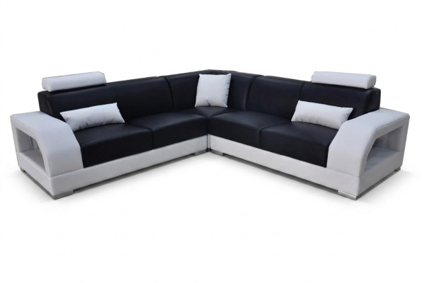 XXL divano ad angolo + USB, set di mobili in pelle per soggiorno di design moderno divano a forma di L G8001B