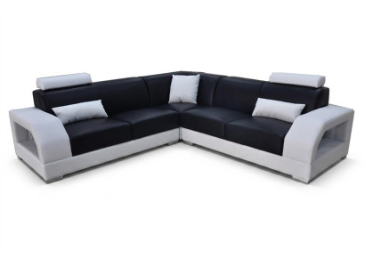 XXL divano ad angolo + USB, set di mobili in pelle per soggiorno di design moderno divano a forma di L G8001B