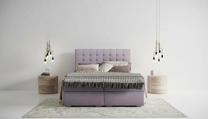 Set completo di materasso e topper letto boxspring pink imbottito 180x200cm.
