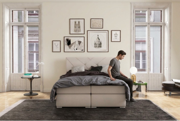 Letti boxspring moderni per hotel in pelle con funzione di scatola imbottita di lusso matrimoniale.