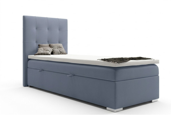 Letto boxspring di lusso Letti d'hotel Imbottitura funzione Contenitore letto 90x200cm Blu Nuovo
