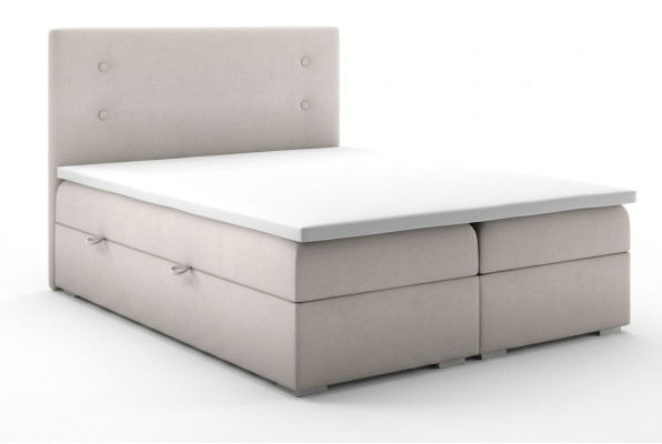 Letto Boxspring con funzione di contenitore, set completo per hotel doppio, topper, materasso, letti