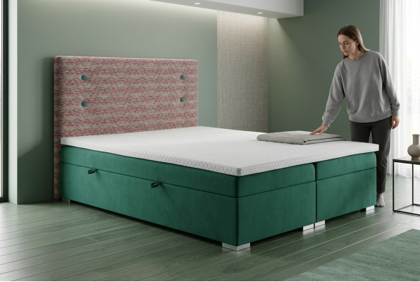 Letto Boxspring Funzione Hotel Matrimoniale Completo Set Topper Materasso Letti Scatola