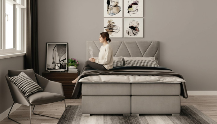 Letto matrimoniale Chesterfield con funzione contenitore per camera da letto.