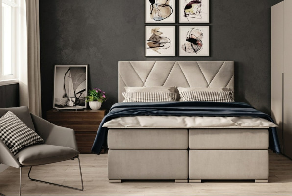 Letto matrimoniale Chesterfield con funzione contenitore per camera da letto.