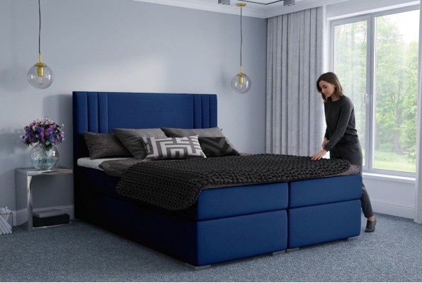 Letti boxspring moderni per hotel Double Lusso Letto Rivestito Contenitore Funzione Tessuto
