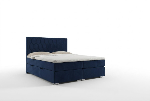Letto boxspring Design dell'hotel in velluto di lusso con funzione di scrigno imbottito.