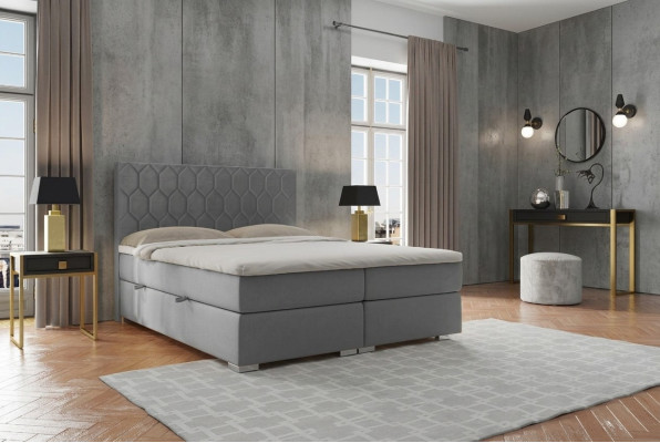 Boxspring bed hotel doppio 180x200cm Letti di lusso con funzione di imbottitura grigia