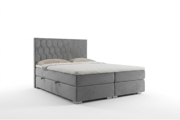 Boxspring bed hotel doppio 180x200cm Letti di lusso con funzione di imbottitura grigia