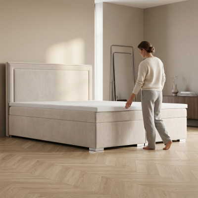 Letto boxspring doppio di lusso per hotel con funzione cassetto per biancheria da letto 180x200cm