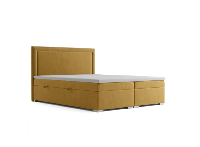 Boxspring Design Letto Hotel Matrimoniale di Lusso con Contenitore Imbottito Giallo.