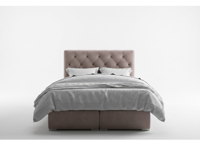 Letto boxspring doppio in pelle di lusso con funzione contenitore, nuovo.