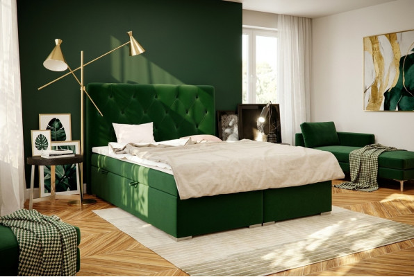 Chesterfield Set completo Doppio Hotel Boxspring Bed Matrasso Topper Letto Nuovo