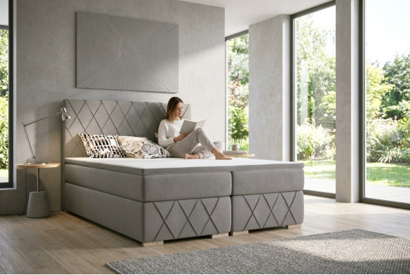 Letto Boxspring completo con materasso e topper in morbida imbottitura di lusso 180x200cm nuovo