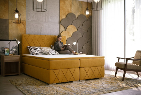 Boxspring Letto Set Completo Materasso e Topper Lusso Imbottiti 160x200cm Letti Nuovi