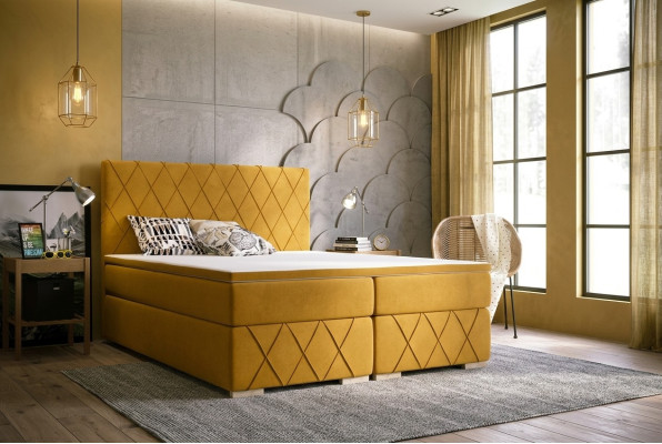 Boxspring Letto Set Completo Materasso e Topper Lusso Imbottiti 160x200cm Letti Nuovi