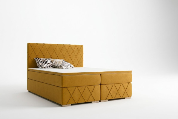 Boxspring Letto Set Completo Materasso e Topper Lusso Imbottiti 160x200cm Letti Nuovi