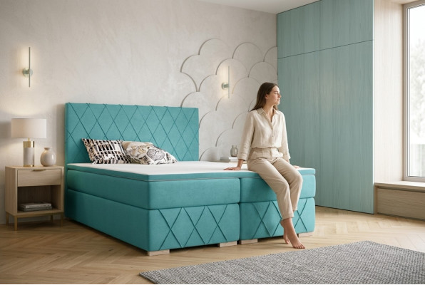 Set completo materasso & topper Boxspring letto di lusso imbottito 140x200cm.
