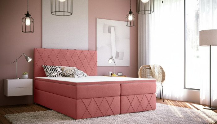 Set completo materasso & topper Letto boxspring rosa imbottito 180x200cm Letti Nuovi