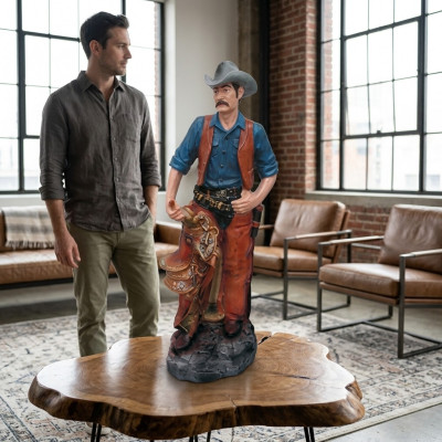 Statua Scultura Boscaiolo Cowboy Statua Statue Sculture Figure dipinte a mano