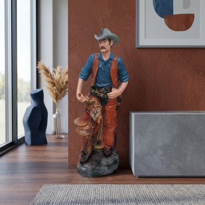 Statua Scultura Boscaiolo Cowboy Statua Statue Sculture Figure dipinte a mano